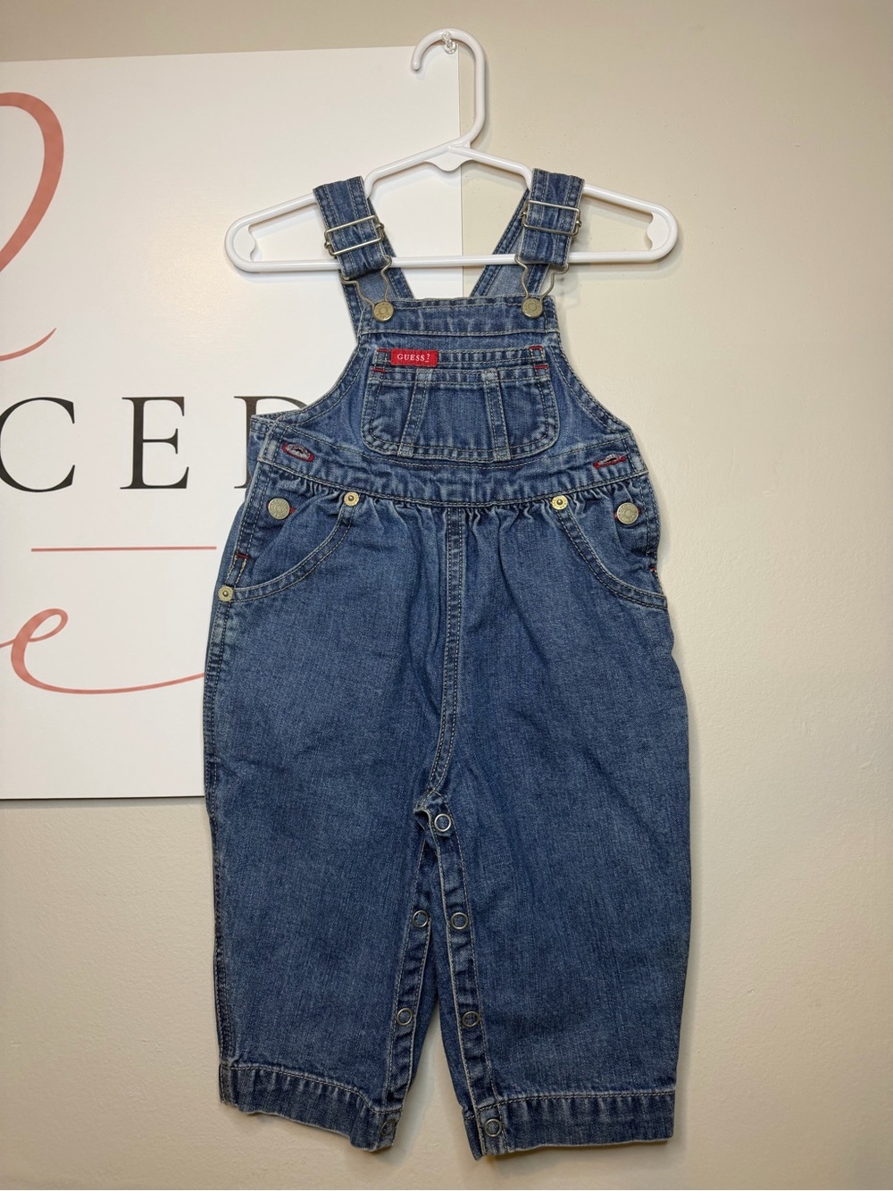 Guess Classic Blue Denim Overalls for Kids